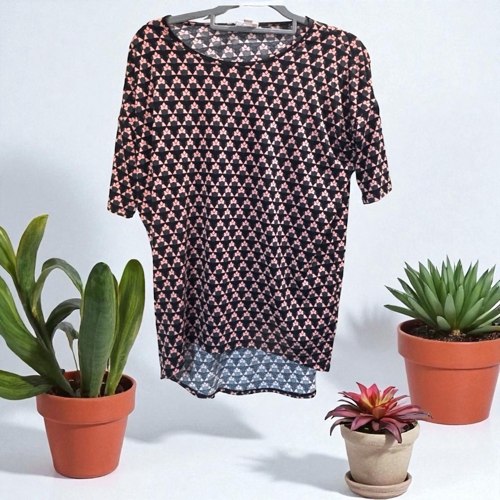 LuLaRoe Disney Minnie Mouse Irma Tunic Shirt Size XXS Pink Black Soft Knit Clean